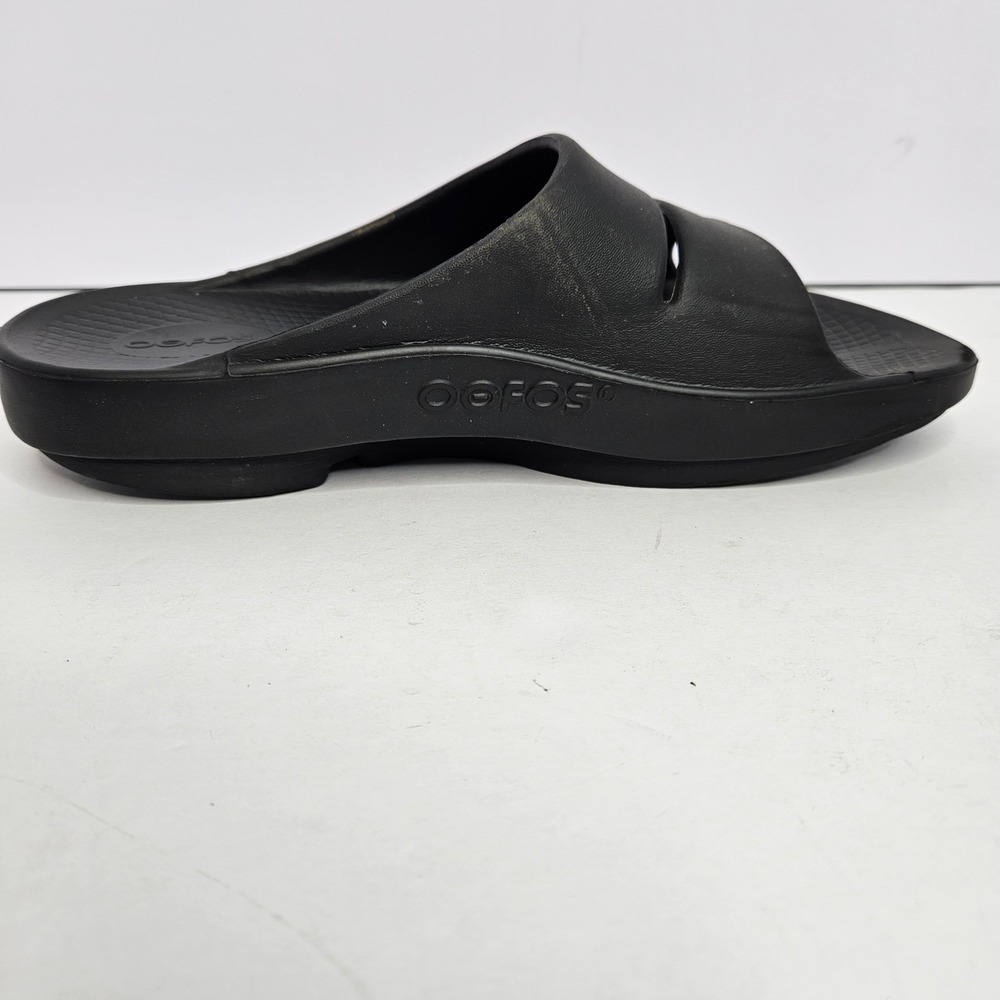 OOFOS Slip On Black Sandals Unisex M9-W11 Heel To Toe 11.5" - Picture 7 of 12